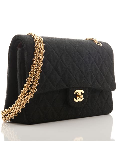 chanel black quilted jersey flap bag|Chanel flap bag history.